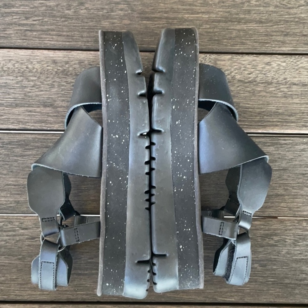 Camper Black Leather Platform Sandals 40 - Picture 4 of 5